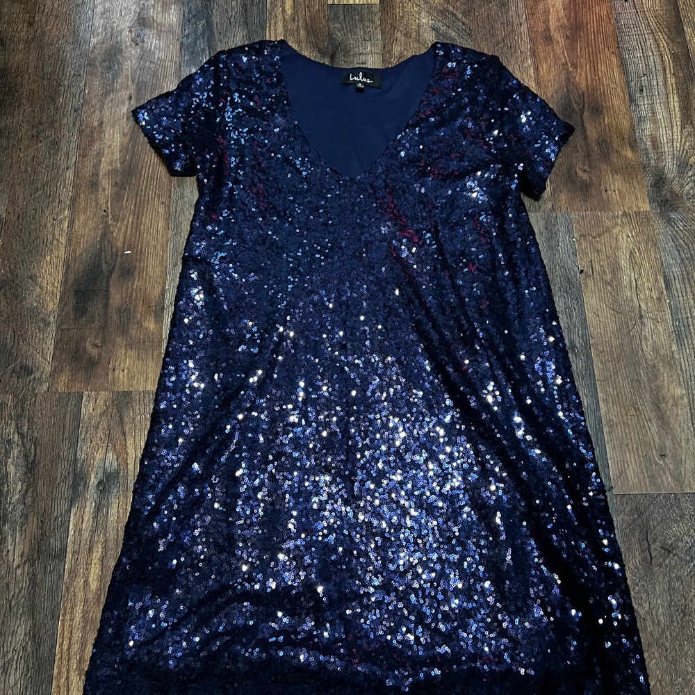 Lulu's Navy Sequin Mini Dress